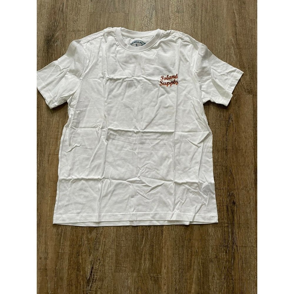 Caribben Joe Mens Dominican Republic Short Sleeve Tee Shirt White Sz Small